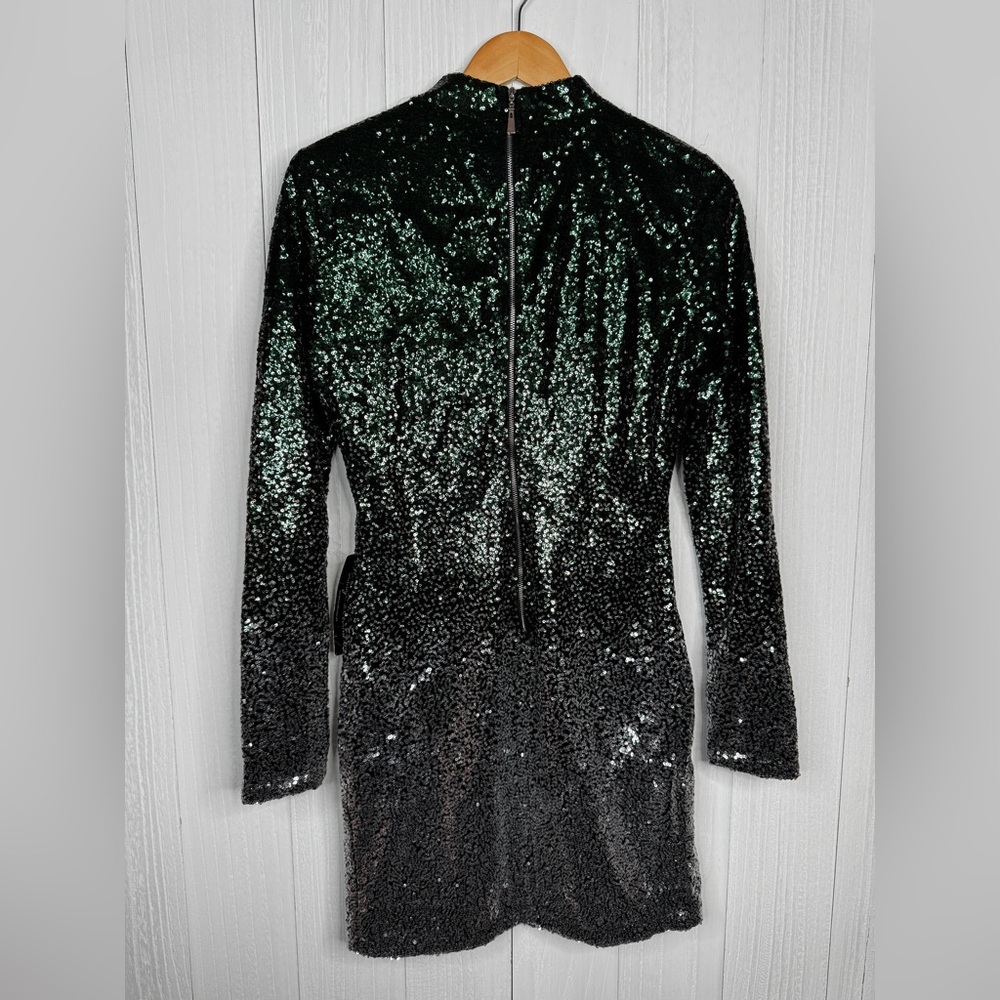 Sequin Green & Silver Long Sleeve Dress - Picture 5 of 8